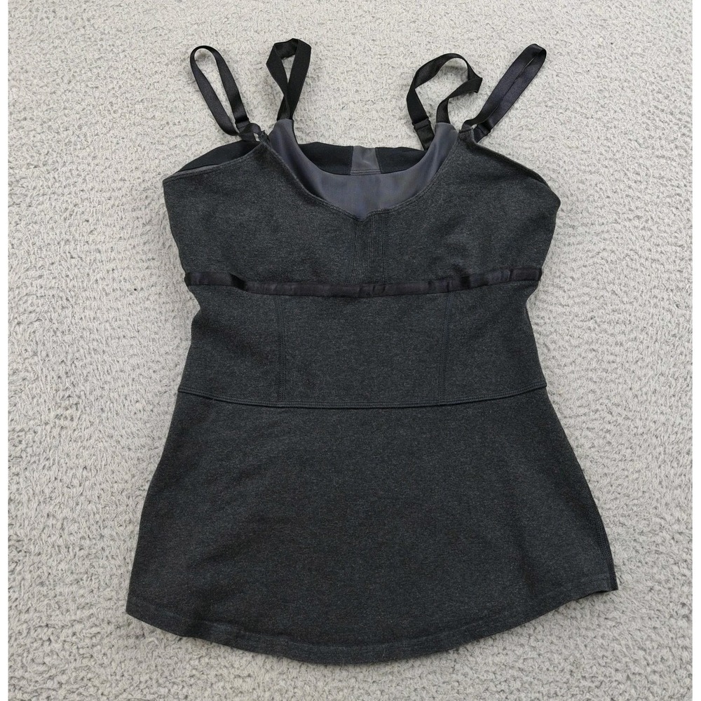 Lululemon Tank Top Womens Small Dark Gray Shirt Bra Athletic Yoga Gym Adjustable